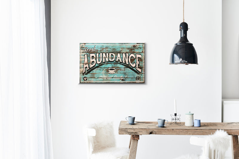 Abundance Mint Wood Sign Print